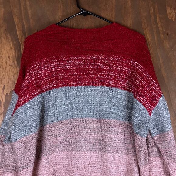 Knox Rose Womens Sweater Multicolor Striped V Neck Long Sleeve Acrylic Blend XL - Picture 11 of 12